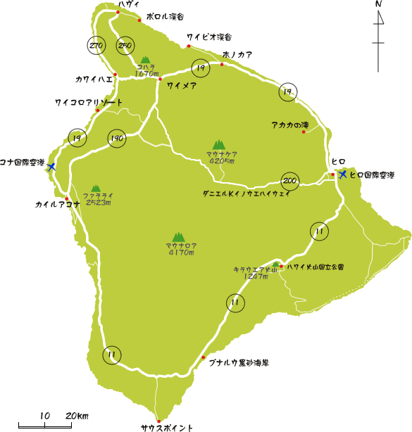 ハワイ島の地図